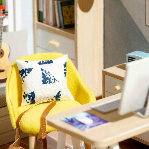 Miniatura Casa delle Bambole 1:32 in Legno con LED - Kit Fai da Te Sunshine