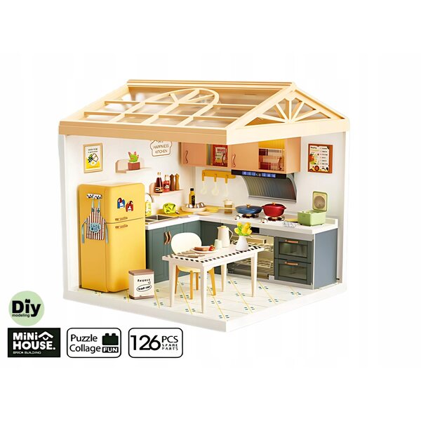 Puppenhaus-Miniatur-DIY-Küche mit LED 126 Teile – QBI-Kreativset