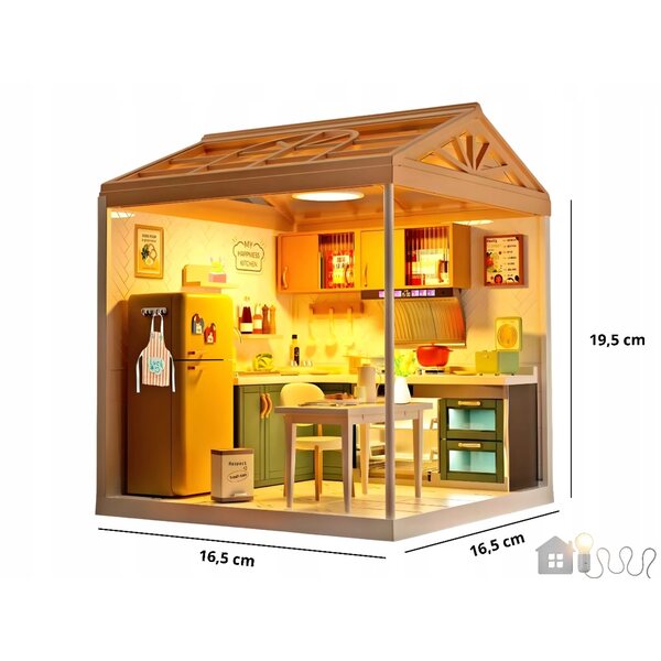 Puppenhaus-Miniatur-DIY-Küche mit LED 126 Teile – QBI-Kreativset