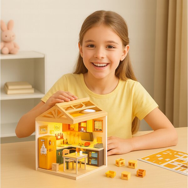 Puppenhaus-Miniatur-DIY-Küche mit LED 126 Teile – QBI-Kreativset