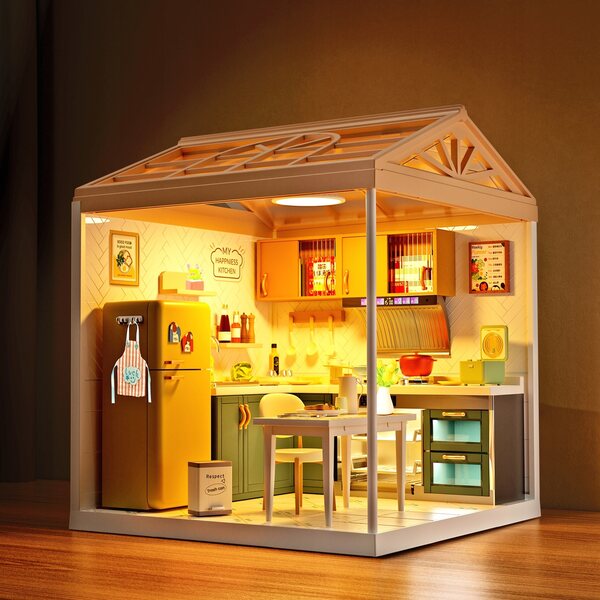 Puppenhaus-Miniatur-DIY-Küche mit LED 126 Teile – QBI-Kreativset