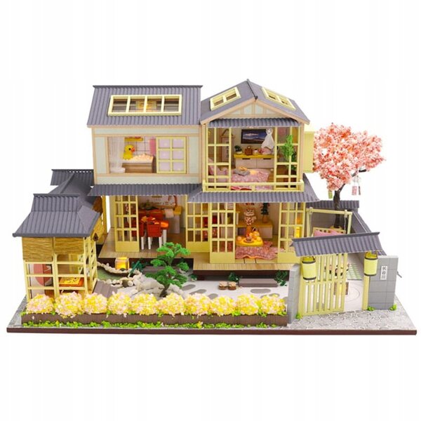 Dollhouse Habarri 01 in legno con luci LED, miniatura dettagliata 19 cm