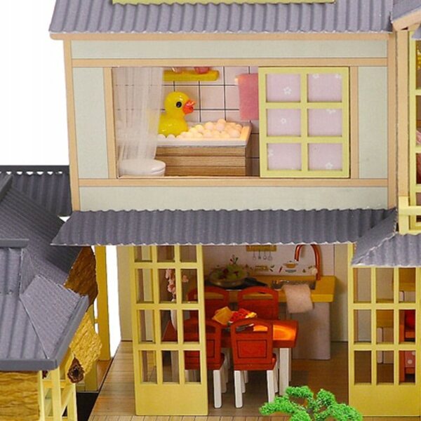 Dollhouse Habarri 01 in legno con luci LED, miniatura dettagliata 19 cm