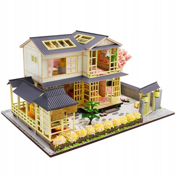 Dollhouse Habarri 01 in legno con luci LED, miniatura dettagliata 19 cm