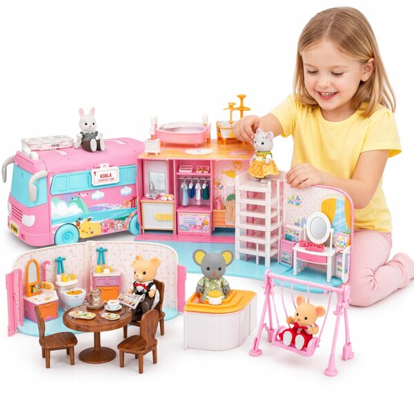 2in1 Puppenhaus faltbares Wohnmobil-Set mit Zubehör