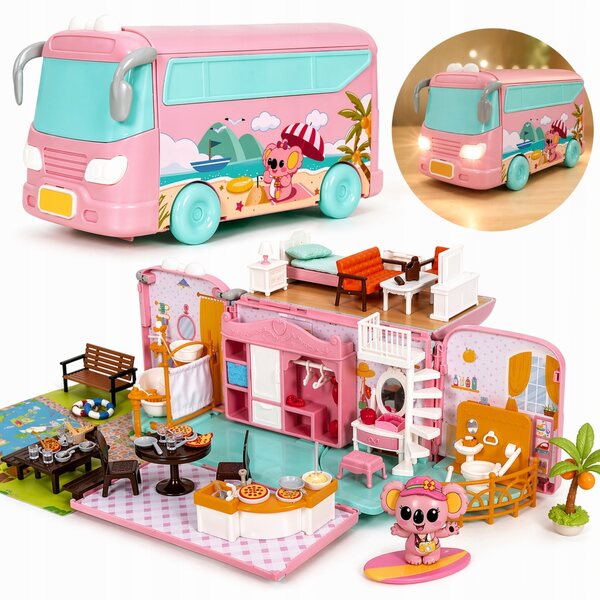 2in1 Puppenhaus faltbares Wohnmobil-Set mit Zubehör