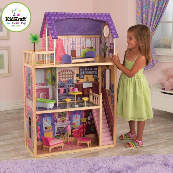 Casa delle bambole Kayla KidKraft con mobili in legno e accessori fino a 30 cm