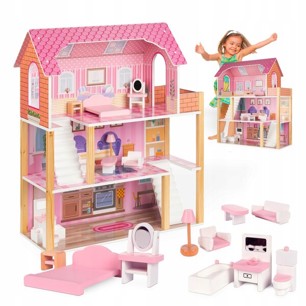 Casa delle bambole in legno Lulilo Tulipo 70 cm con mobili - divertimento creativo