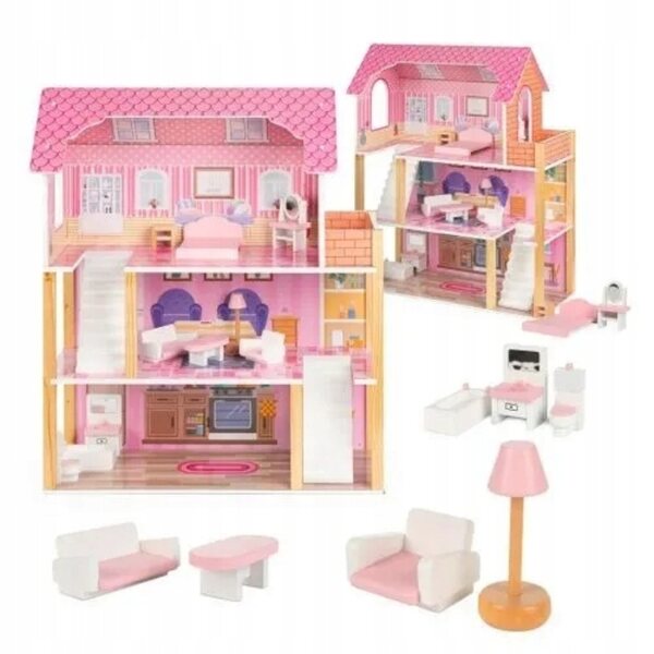 Casa delle bambole in legno Lulilo Tulipo 70 cm con mobili - divertimento creativo