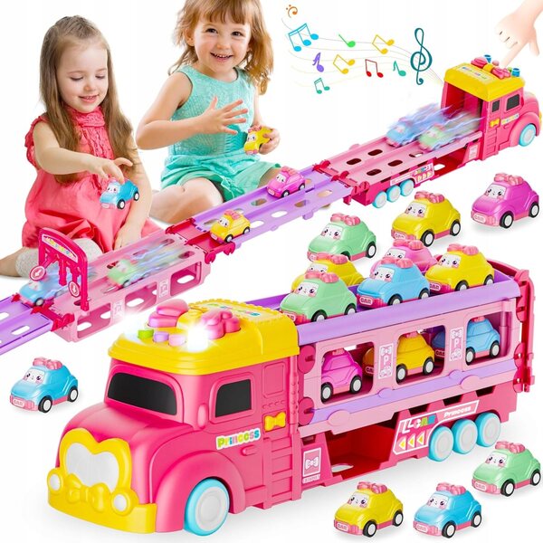 Transporter für Kinder mit 6 Autos, Licht und Sound – XXL-Spielset