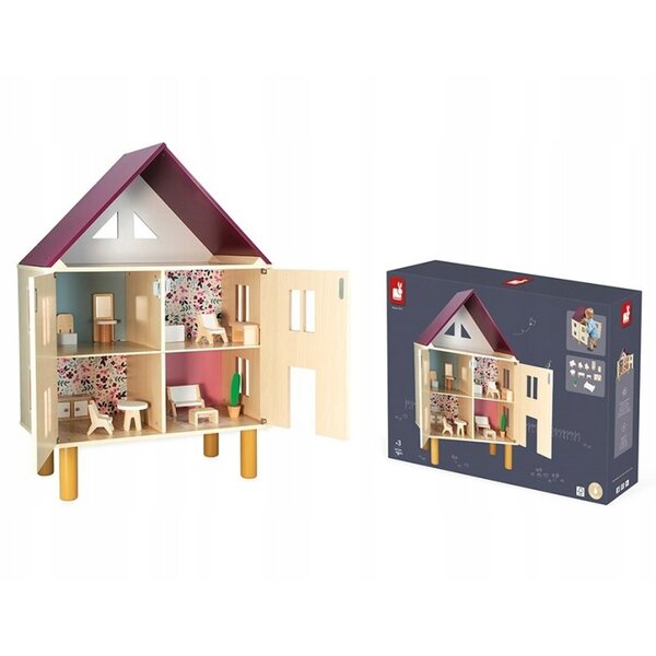 Dollhouse in legno Twist con 11 accessori per gioco creativo 3+ anni