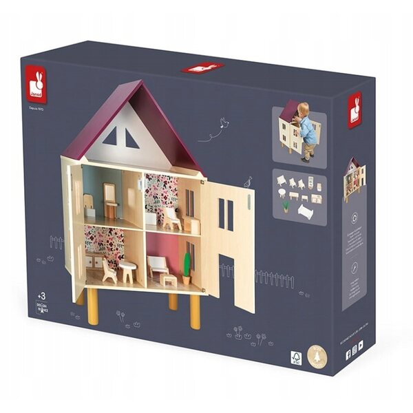 Dollhouse in legno Twist con 11 accessori per gioco creativo 3+ anni