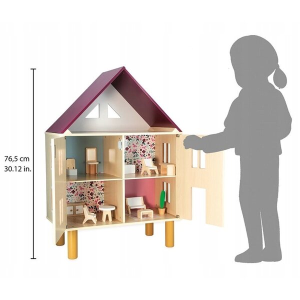 Dollhouse in legno Twist con 11 accessori per gioco creativo 3+ anni