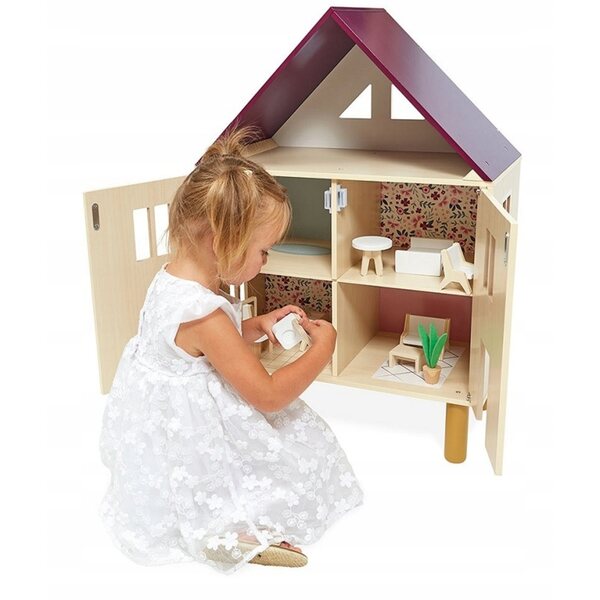 Dollhouse in legno Twist con 11 accessori per gioco creativo 3+ anni