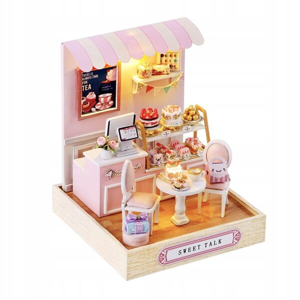 Doll House Habarri Mini Cukiernia in Legno con LED per Bambini 7+