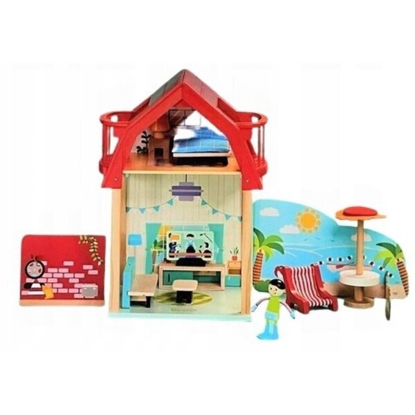 Casetta da spiaggia in legno Elefun con auto e accessori per bambini dai 3 anni