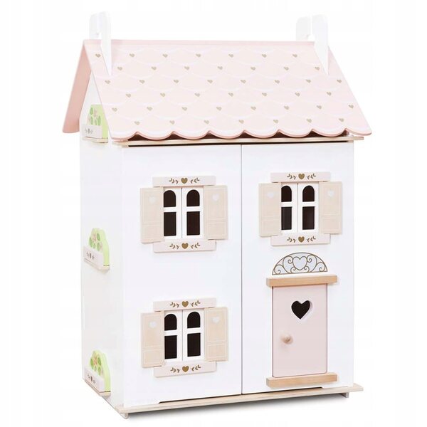 Rosenherz-Puppenhaus von Le Toy Van aus Holz mit geheimem Dachboden und Pastell-Design