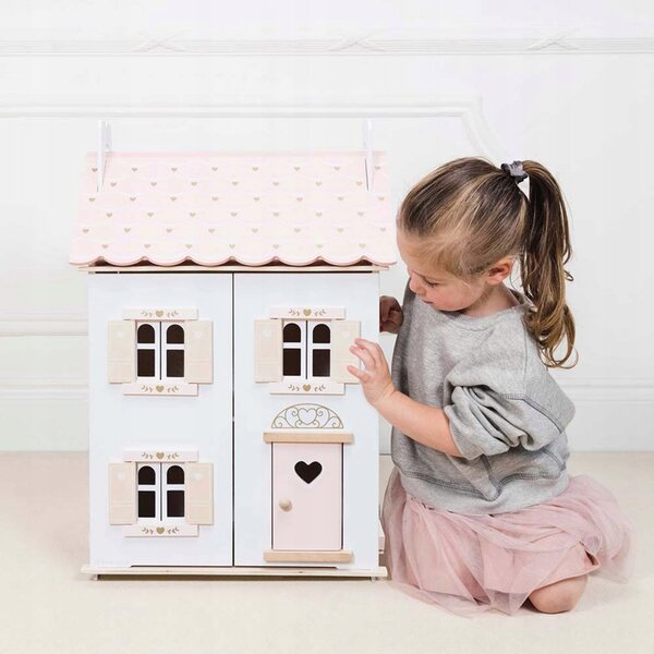 Dollhouse Rose Heart in legno Le Toy Van con soffitta segreta e design pastello