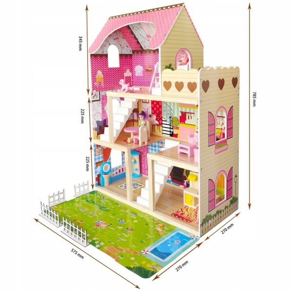 Casa delle bambole Picollo Residence EMI 90 cm in legno con LED e accessori