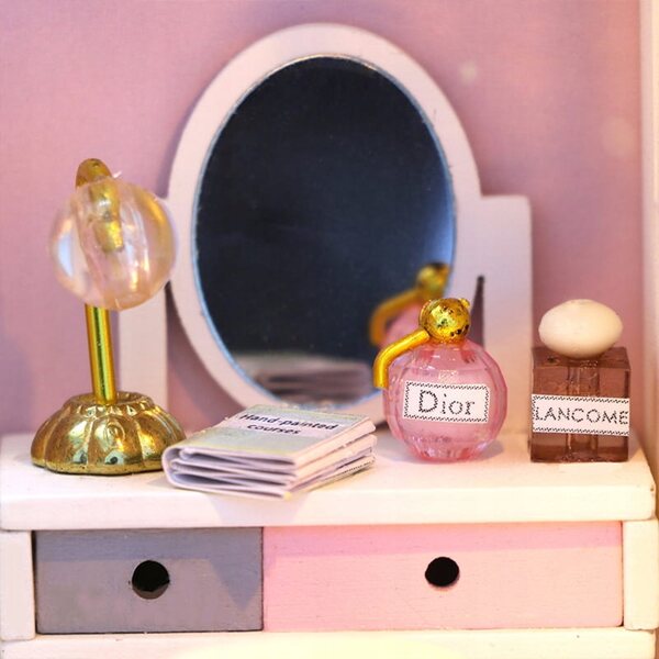 Maison miniature à deux étages avec LED, modèle DIY en bois Habarri