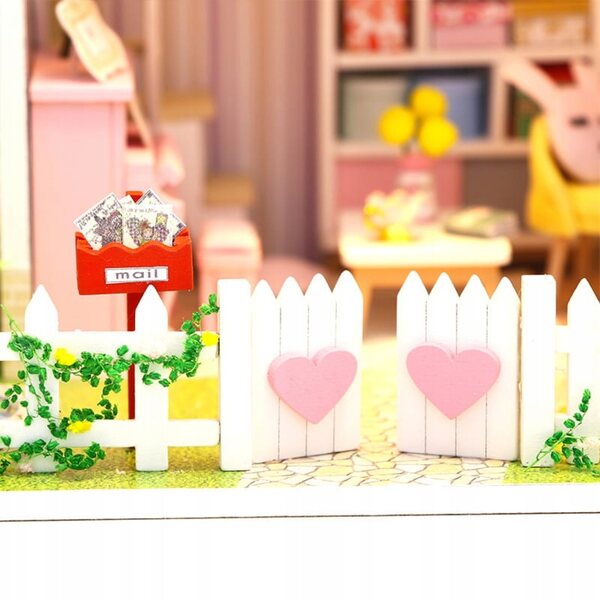 Maison miniature à deux étages avec LED, modèle DIY en bois Habarri