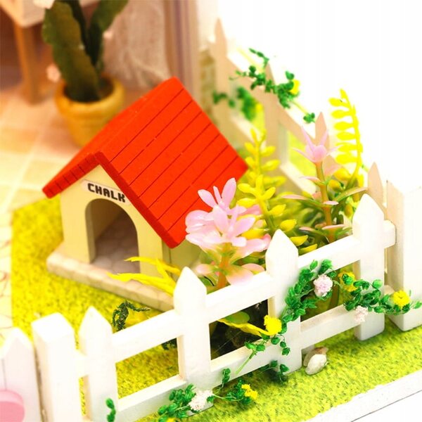 Maison miniature à deux étages avec LED, modèle DIY en bois Habarri