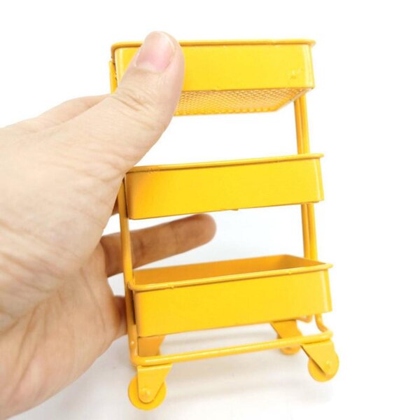 3-stufiges Mini-Metallregal mit Rollen für 1/12 Puppenhaus