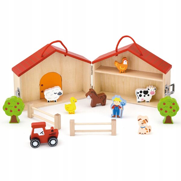 Viga Farma in bunter Holzkiste mit Figuren, Kreativspiel für Kinder ab 5 Jahren