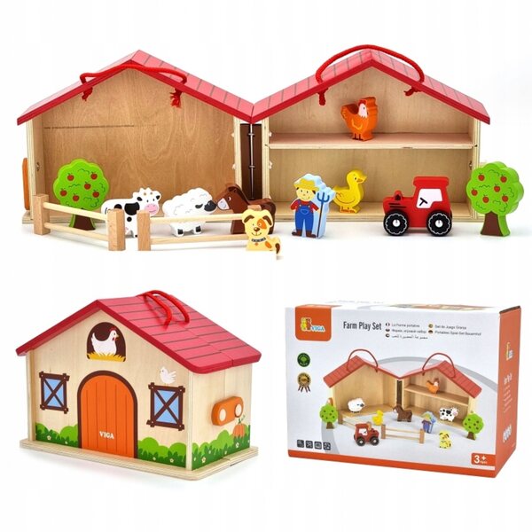 Viga Farma in bunter Holzkiste mit Figuren, Kreativspiel für Kinder ab 5 Jahren