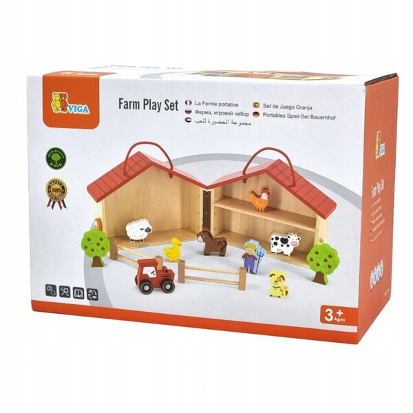 Viga Farma in bunter Holzkiste mit Figuren, Kreativspiel für Kinder ab 5 Jahren