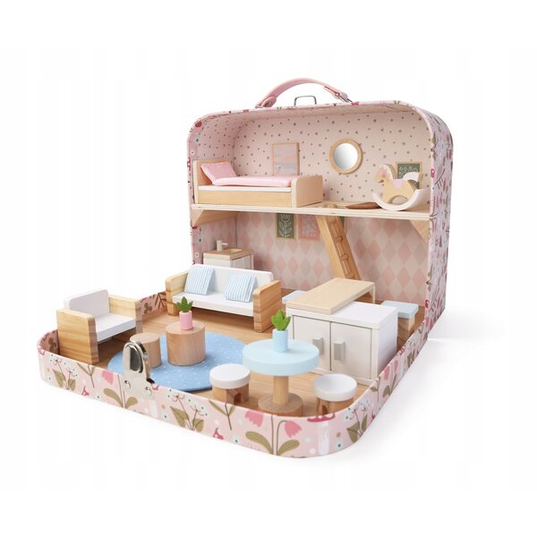 Puppenhaus im Koffer 2Kids Toys – tragbares Wohnzimmer für Puppen ab 3 Jahren