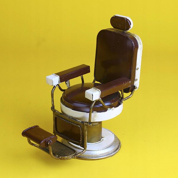 Mini-Friseurstuhl aus Metall im Vintage-Stil für Dekoration und Sammlung