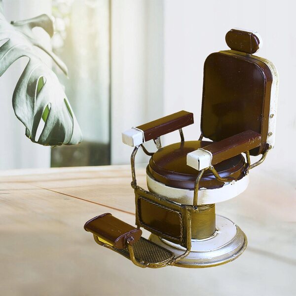 Mini-Friseurstuhl aus Metall im Vintage-Stil für Dekoration und Sammlung
