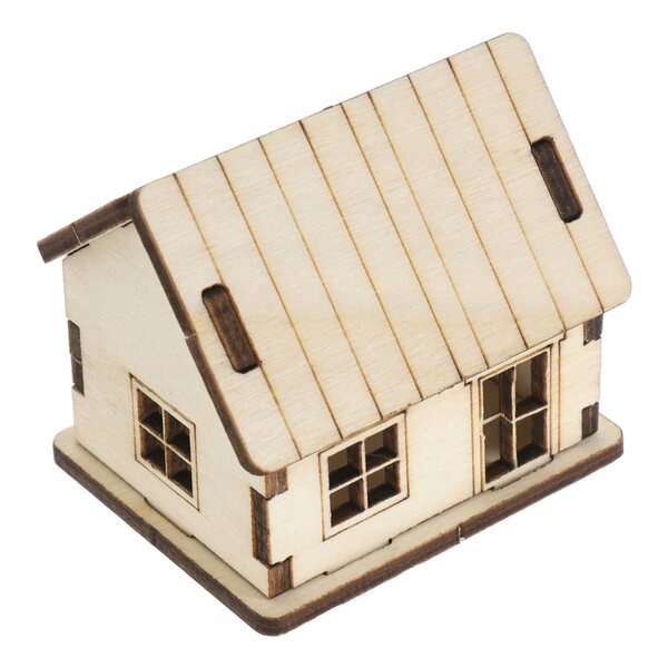 3D-Holzhaus-Miniatur mit architektonischen Details, pädagogisches und dekoratives Modell