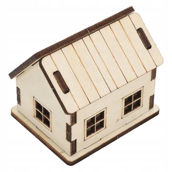 3D-Holzhaus-Miniatur mit architektonischen Details, pädagogisches und dekoratives Modell