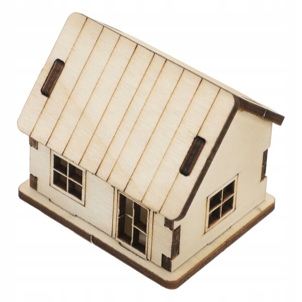 3D-Holzhaus-Miniatur mit architektonischen Details, pädagogisches und dekoratives Modell