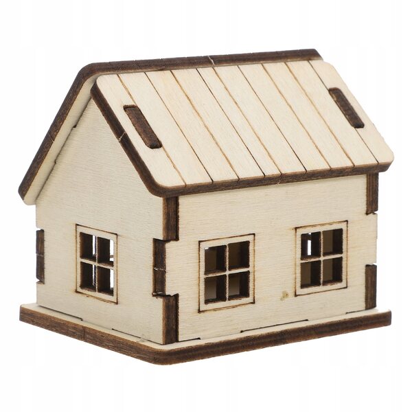 3D-Holzhaus-Miniatur mit architektonischen Details, pädagogisches und dekoratives Modell