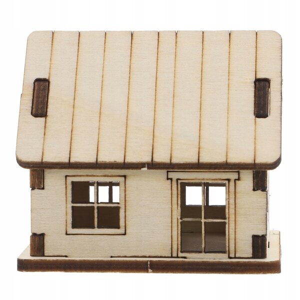3D-Holzhaus-Miniatur mit architektonischen Details, pädagogisches und dekoratives Modell