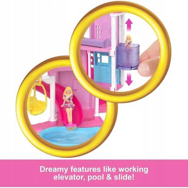 Mini casa con ascensore, piscina e una bambola: divertimento creativo per bambini dai 4 anni
