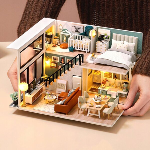 DIY Puppenhaus-Miniatur-Set mit Holzmöbeln 1:12