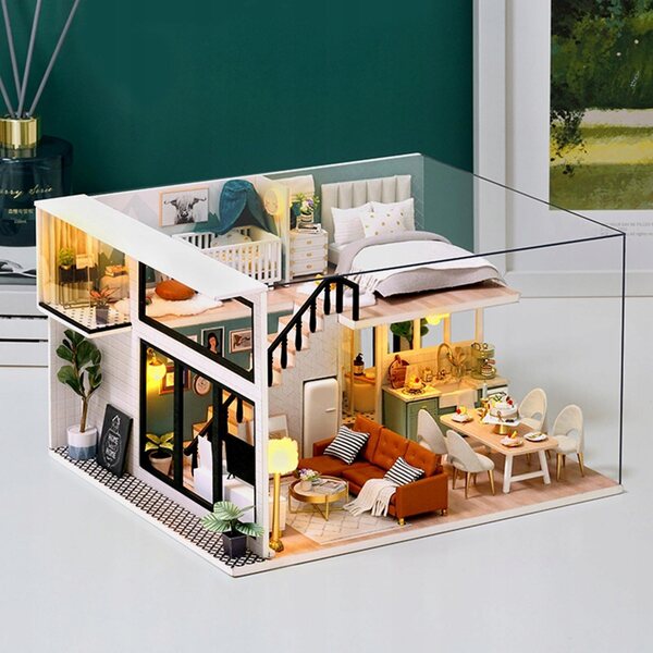 DIY Puppenhaus-Miniatur-Set mit Holzmöbeln 1:12