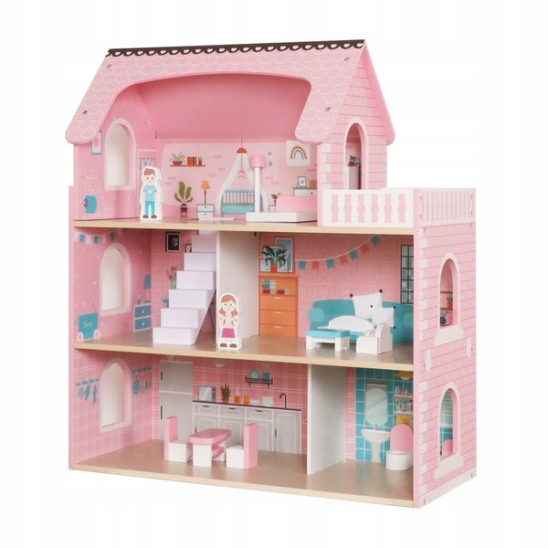Casa delle bambole Kruzzel in legno grande con illuminazione LED 70 cm per bambini