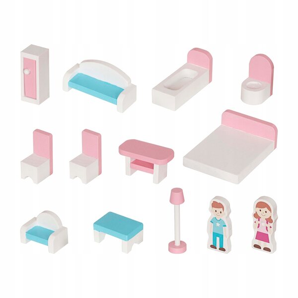 Casa delle bambole Kruzzel in legno grande con illuminazione LED 70 cm per bambini