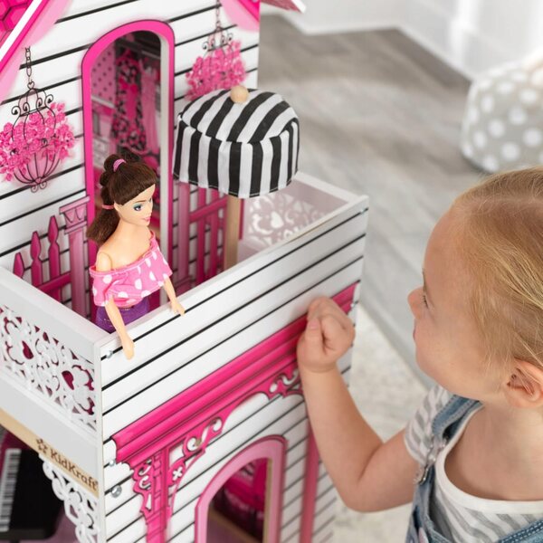 Casa delle Bambole in Legno KidKraft con 3 Piani, 4 Stanze e Balcone