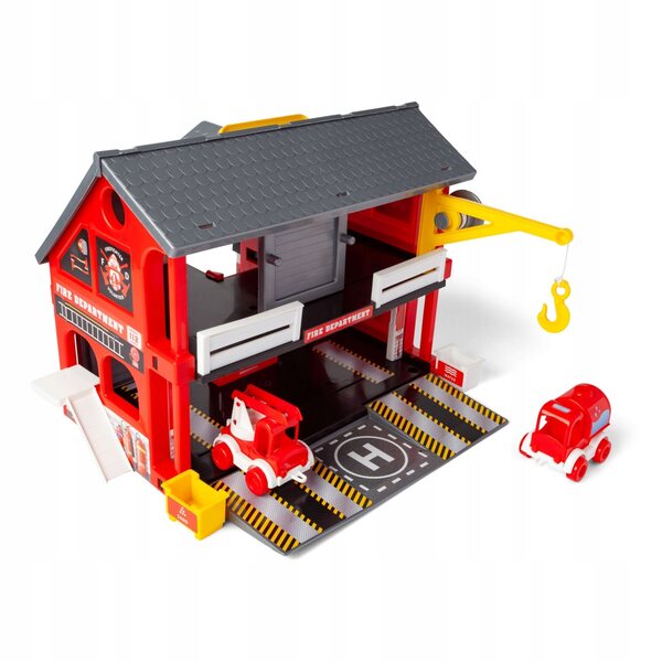 Wader Play House Feuerwehrhaus, Kunststoff-Spielhaus für Kinder ab 3 Jahren