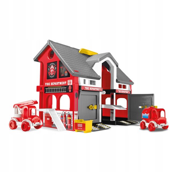 Wader Play House Feuerwehrhaus, Kunststoff-Spielhaus für Kinder ab 3 Jahren
