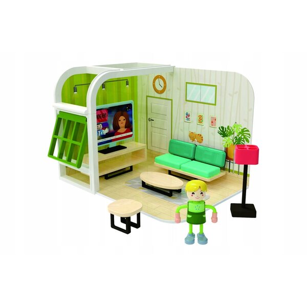 Casa delle bambole SOGGIORNO Jouéco - Set di mobili e accessori in legno per bambini