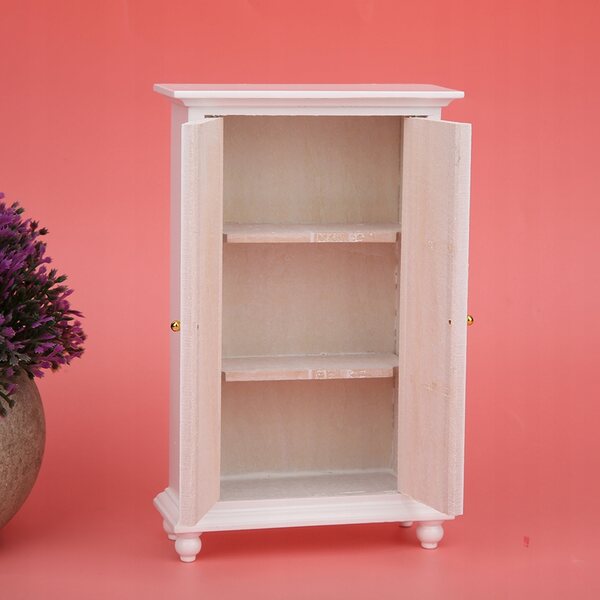 Miniatura armadio bianco in legno per casa delle bambole, modello 1:12