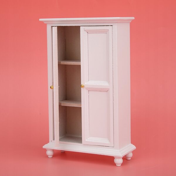 Miniatura armadio bianco in legno per casa delle bambole, modello 1:12