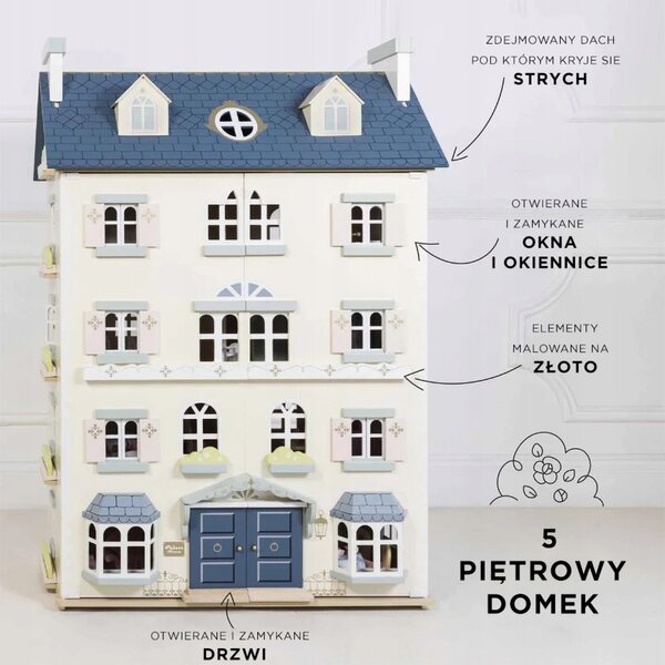 Drewniany domek duży dla lalek Palace zabawka, domek XXL Le Toy Van